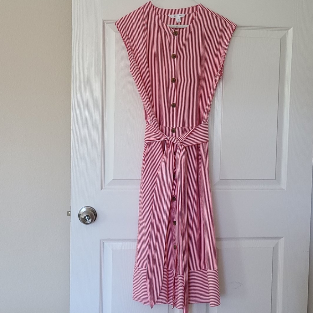 Red and white striped dress